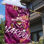 Personalized QLD Rugby League Garden Flag Maroons Aboriginal Art