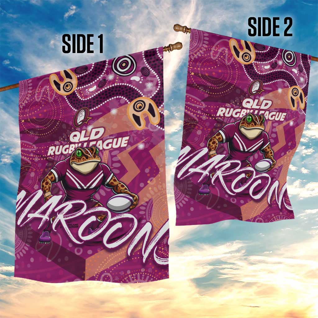 Personalized QLD Rugby League Garden Flag Maroons Aboriginal Art