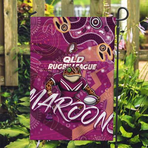 Personalized QLD Rugby League Garden Flag Maroons Aboriginal Art