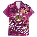 Personalized QLD Rugby League Hawaiian Shirt Maroons Aboriginal Art