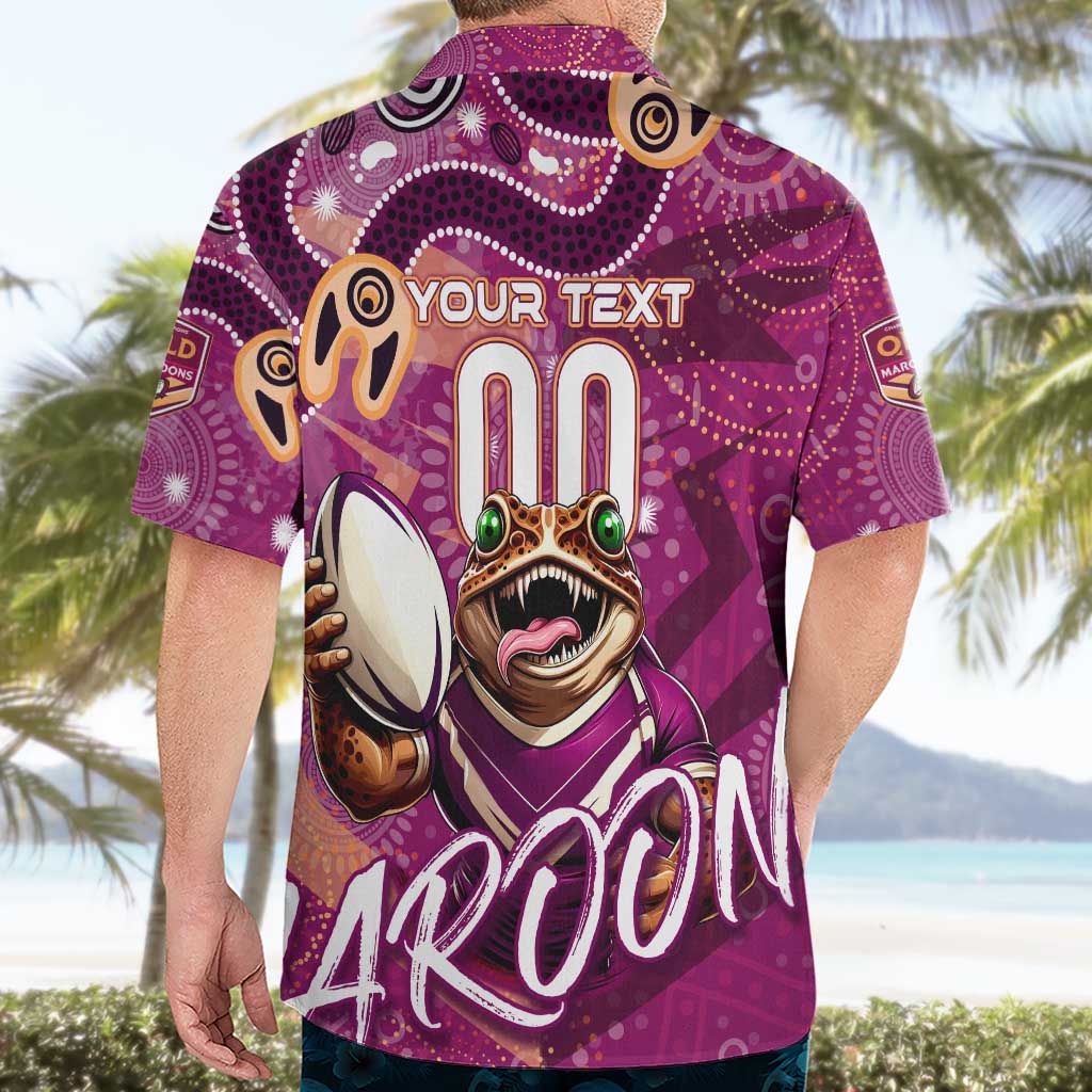 Personalized QLD Rugby League Hawaiian Shirt Maroons Aboriginal Art