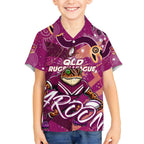 Personalized QLD Rugby League Hawaiian Shirt Maroons Aboriginal Art