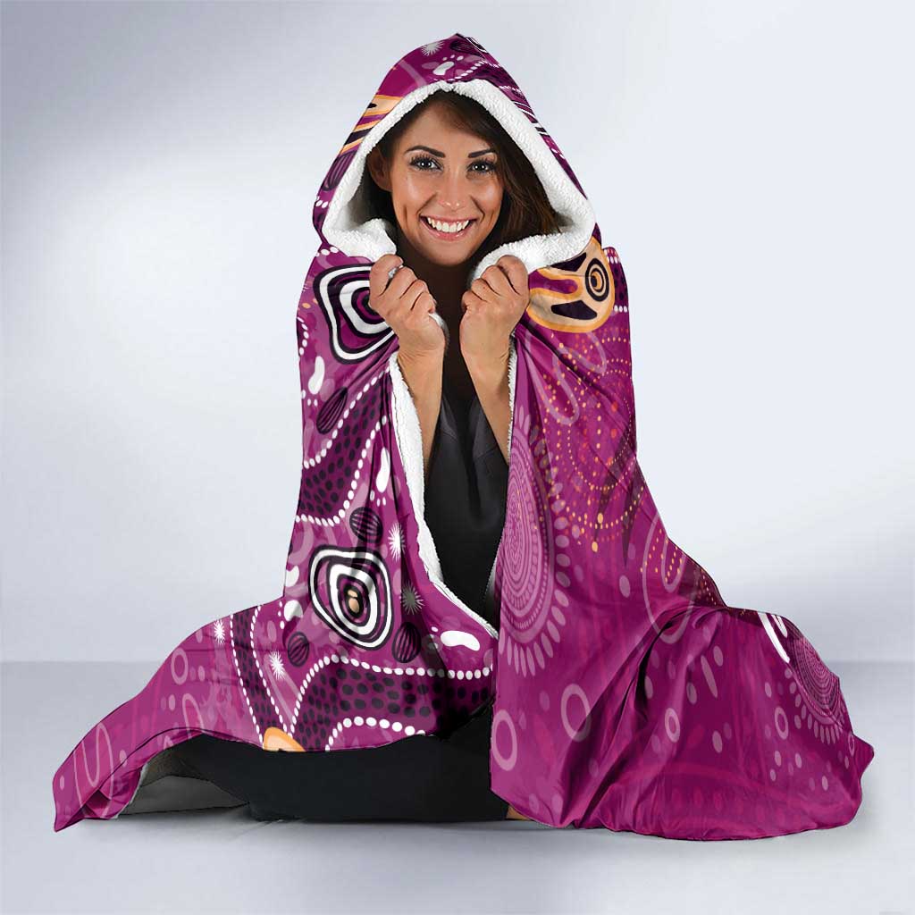 Personalized QLD Rugby League Hooded Blanket Maroons Aboriginal Art