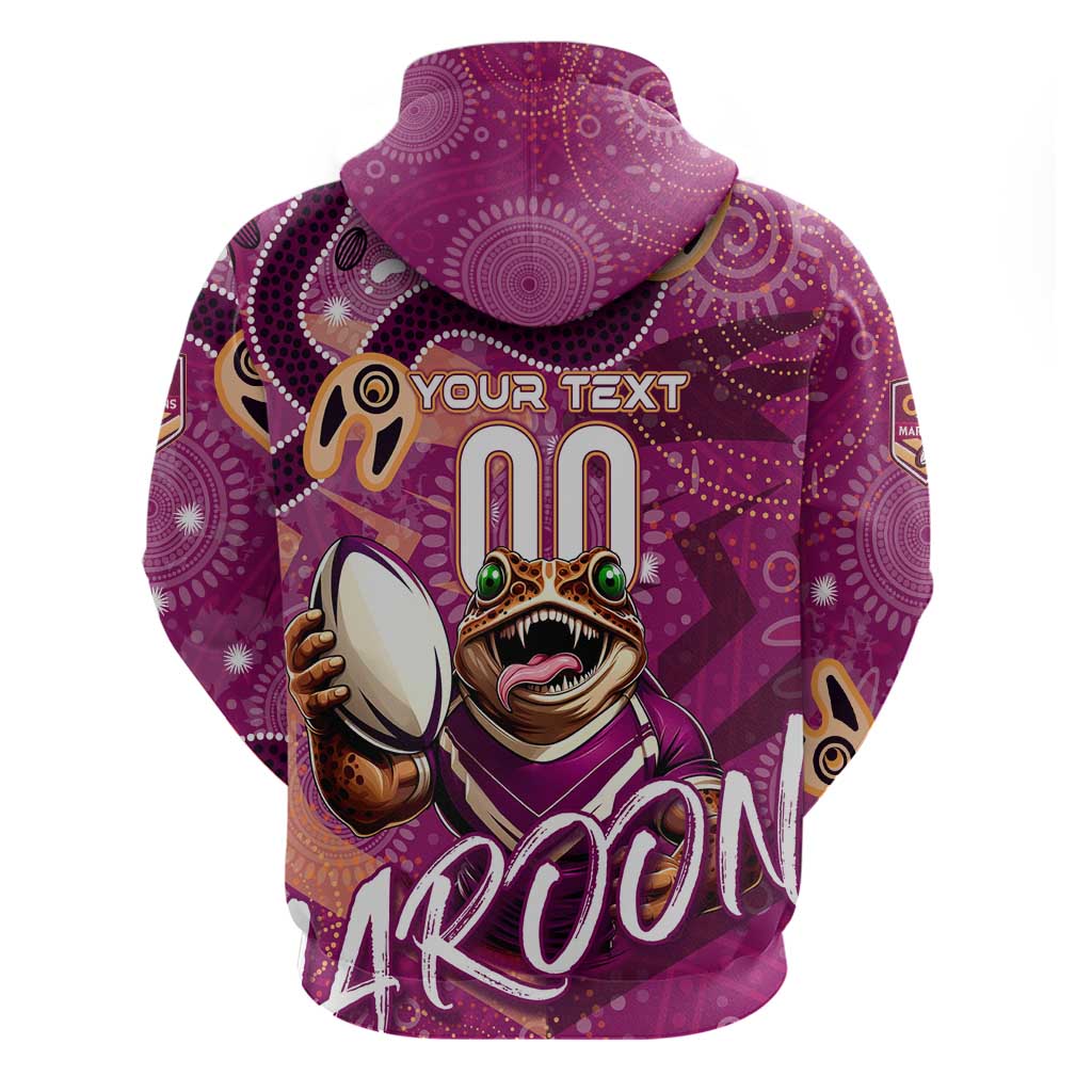 Personalized QLD Rugby League Hoodie Maroons Aboriginal Art