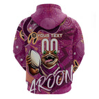 Personalized QLD Rugby League Hoodie Maroons Aboriginal Art