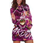 Personalized QLD Rugby League Hoodie Dress Maroons Aboriginal Art