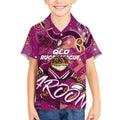 Personalized QLD Rugby League Kid Hawaiian Shirt Maroons Aboriginal Art