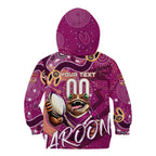 Personalized QLD Rugby League Kid Hoodie Maroons Aboriginal Art
