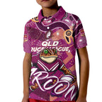 Personalized QLD Rugby League Kid Polo Shirt Maroons Aboriginal Art