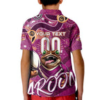 Personalized QLD Rugby League Kid Polo Shirt Maroons Aboriginal Art