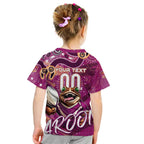 Personalized QLD Rugby League Kid T Shirt Maroons Aboriginal Art