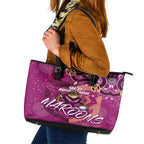 Personalized QLD Rugby League Leather Tote Bag Maroons Aboriginal Art