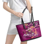Personalized QLD Rugby League Leather Tote Bag Maroons Aboriginal Art