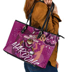 Personalized QLD Rugby League Leather Tote Bag Maroons Aboriginal Art
