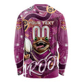 Personalized QLD Rugby League Long Sleeve Shirt Maroons Aboriginal Art