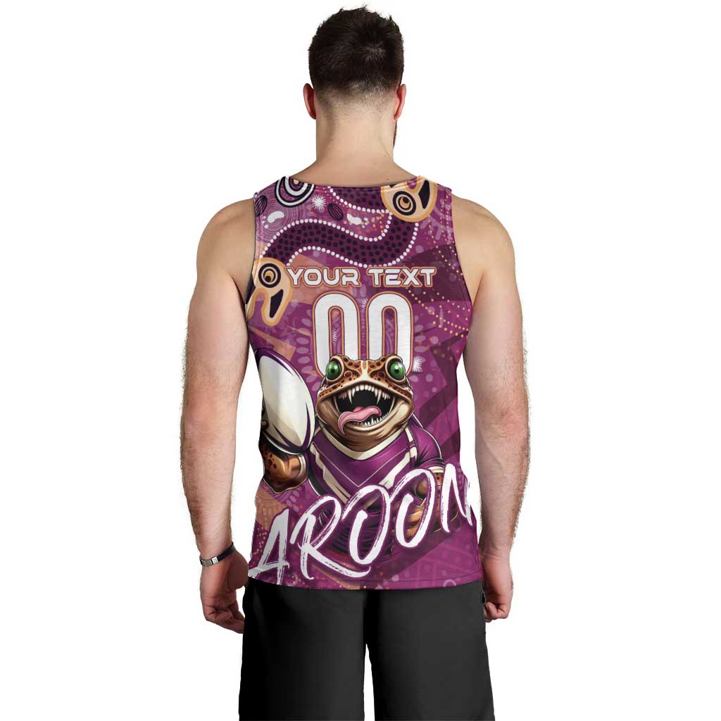 Personalized QLD Rugby League Men Tank Top Maroons Aboriginal Art