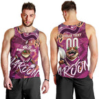 Personalized QLD Rugby League Men Tank Top Maroons Aboriginal Art