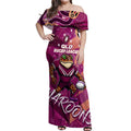Personalized QLD Rugby League Off Shoulder Maxi Dress Maroons Aboriginal Art