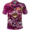 Personalized QLD Rugby League Polo Shirt Maroons Aboriginal Art