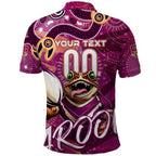 Personalized QLD Rugby League Polo Shirt Maroons Aboriginal Art