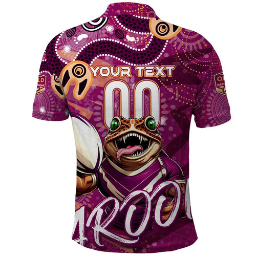 Personalized QLD Rugby League Polo Shirt Maroons Aboriginal Art