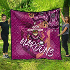 Personalized QLD Rugby League Quilt Maroons Aboriginal Art