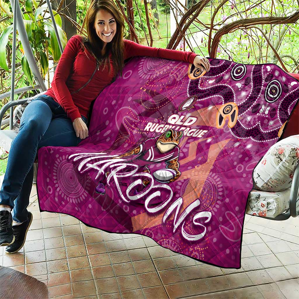 Personalized QLD Rugby League Quilt Maroons Aboriginal Art