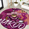Personalized QLD Rugby League Round Carpet Maroons Aboriginal Art