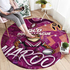 Personalized QLD Rugby League Round Carpet Maroons Aboriginal Art