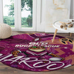 Personalized QLD Rugby League Round Carpet Maroons Aboriginal Art