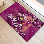 Personalized QLD Rugby League Rubber Doormat Maroons Aboriginal Art