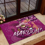Personalized QLD Rugby League Rubber Doormat Maroons Aboriginal Art