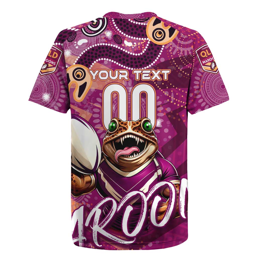 Personalized QLD Rugby League Rugby Jersey Maroons Aboriginal Art