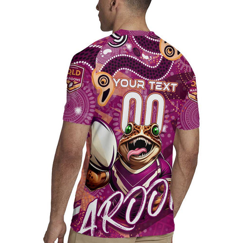Personalized QLD Rugby League Rugby Jersey Maroons Aboriginal Art