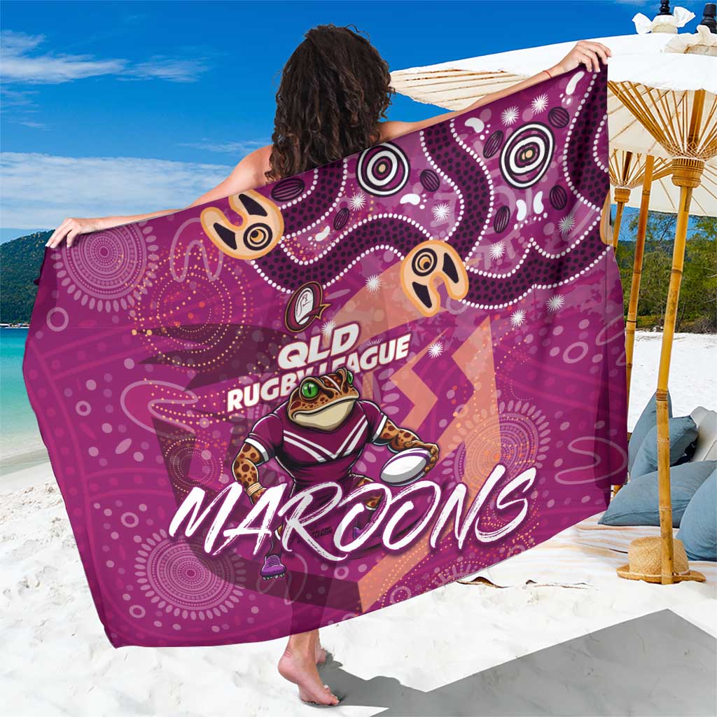 Personalized QLD Rugby League Sarong Maroons Aboriginal Art