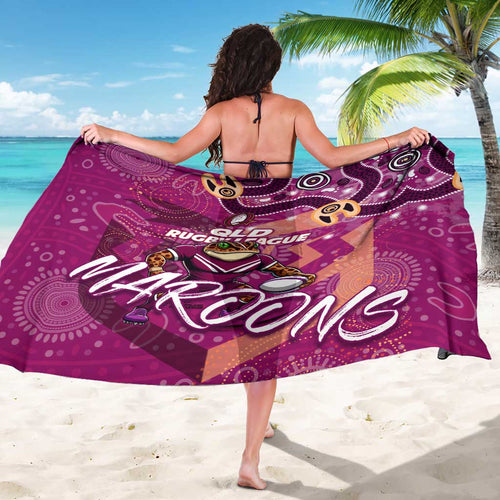 Personalized QLD Rugby League Sarong Maroons Aboriginal Art