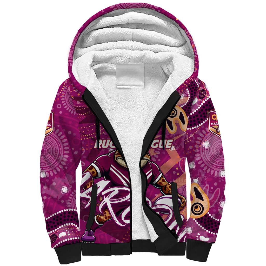 Personalized QLD Rugby League Sherpa Hoodie Maroons Aboriginal Art