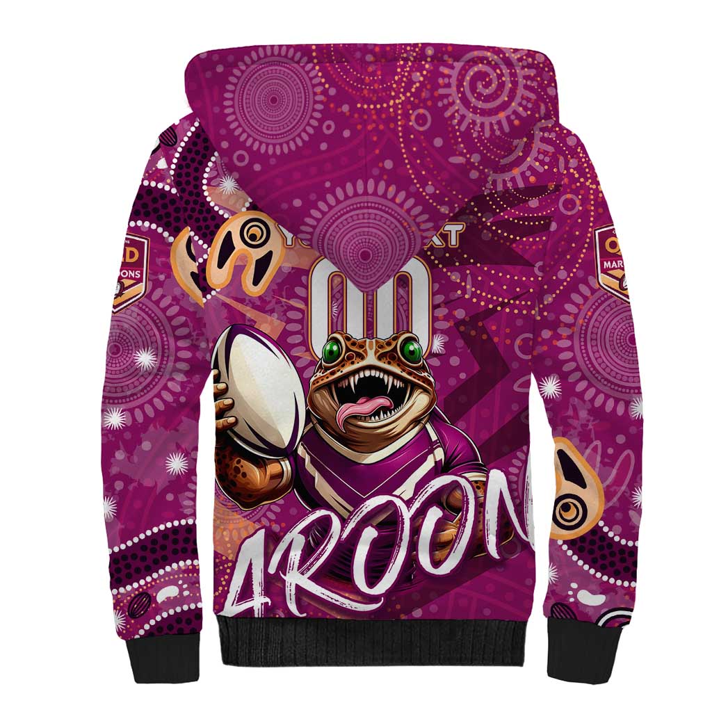 Personalized QLD Rugby League Sherpa Hoodie Maroons Aboriginal Art