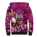 Personalized QLD Rugby League Sherpa Hoodie Maroons Aboriginal Art