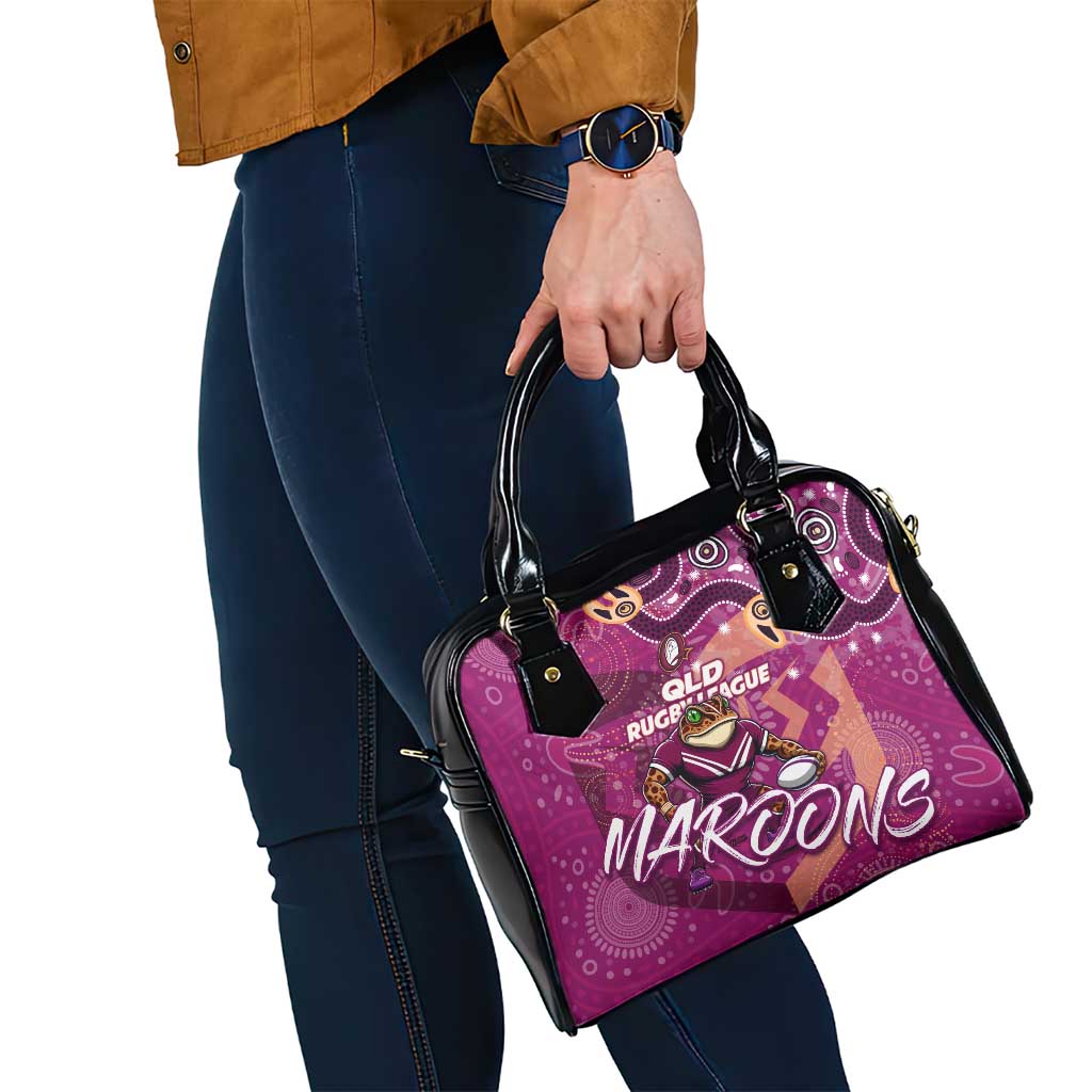 Personalized QLD Rugby League Shoulder Handbag Maroons Aboriginal Art