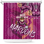 Personalized QLD Rugby League Shower Curtain Maroons Aboriginal Art