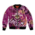 Personalized QLD Rugby League Sleeve Zip Bomber Jacket Maroons Aboriginal Art