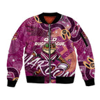 Personalized QLD Rugby League Sleeve Zip Bomber Jacket Maroons Aboriginal Art