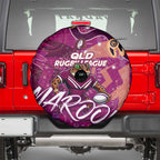 Personalized QLD Rugby League Spare Tire Cover Maroons Aboriginal Art