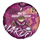 Personalized QLD Rugby League Spare Tire Cover Maroons Aboriginal Art