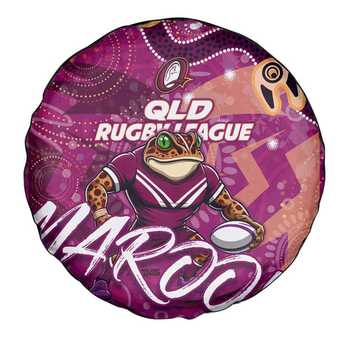 Personalized QLD Rugby League Spare Tire Cover Maroons Aboriginal Art