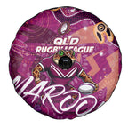 Personalized QLD Rugby League Spare Tire Cover Maroons Aboriginal Art