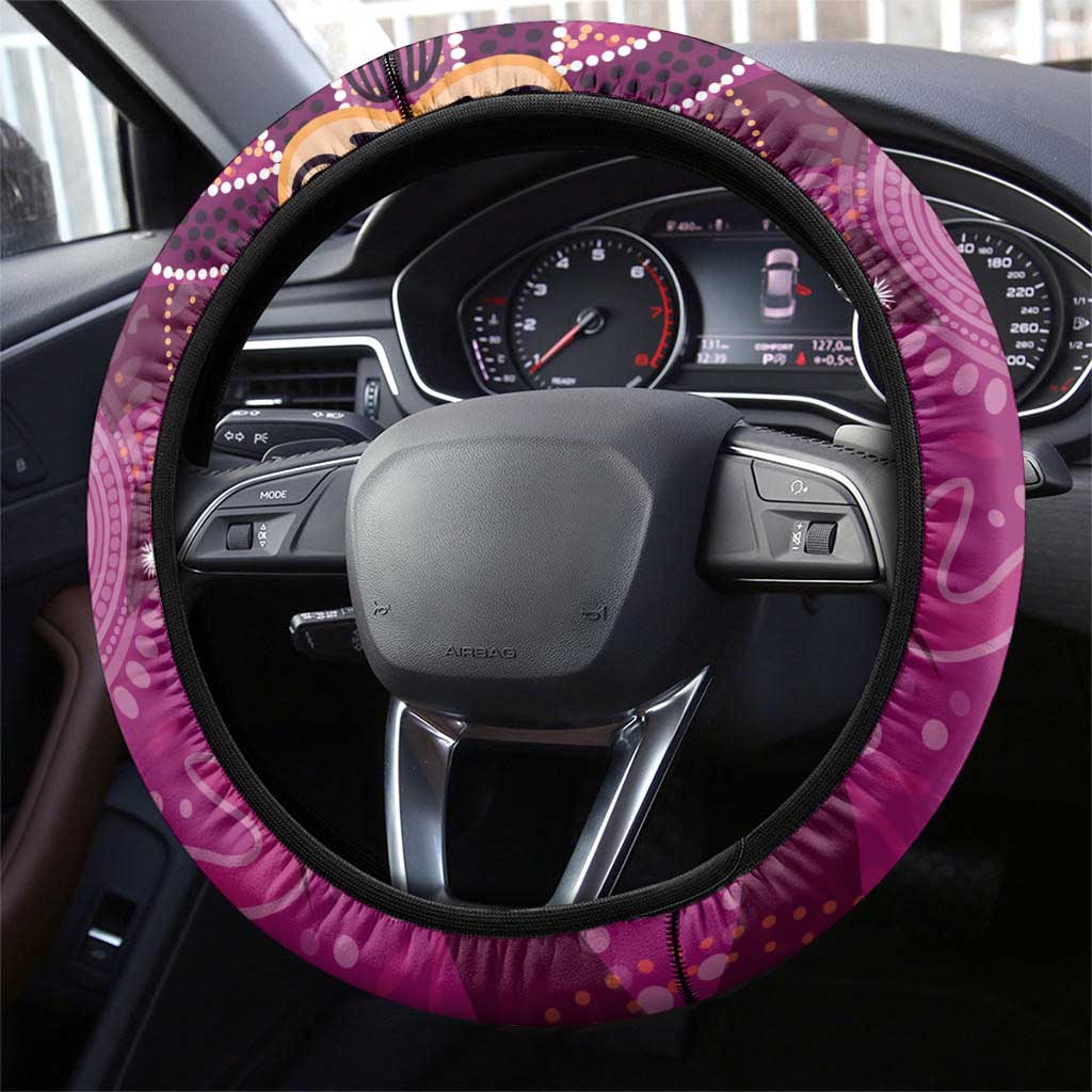 Personalized QLD Rugby League Steering Wheel Cover Maroons Aboriginal Art