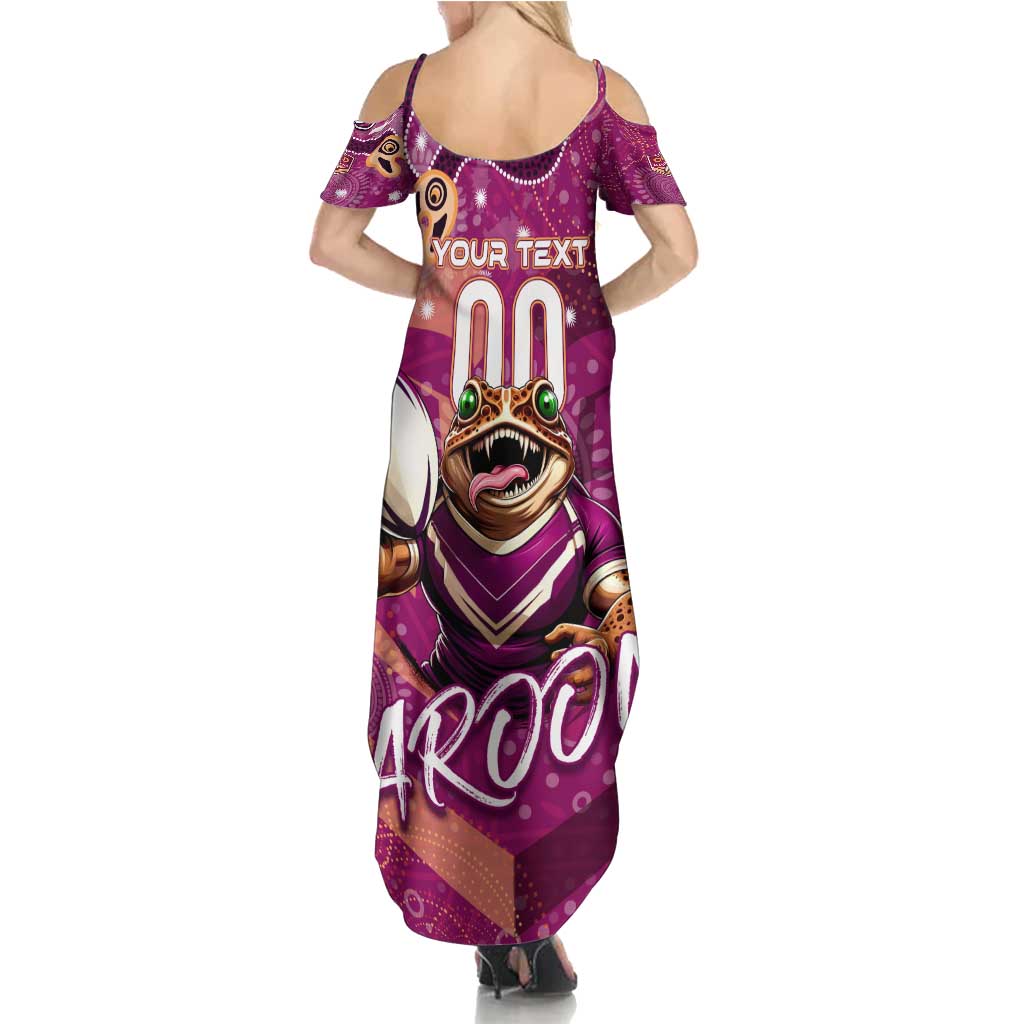 Personalized QLD Rugby League Summer Maxi Dress Maroons Aboriginal Art