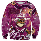 Personalized QLD Rugby League Sweatshirt Maroons Aboriginal Art